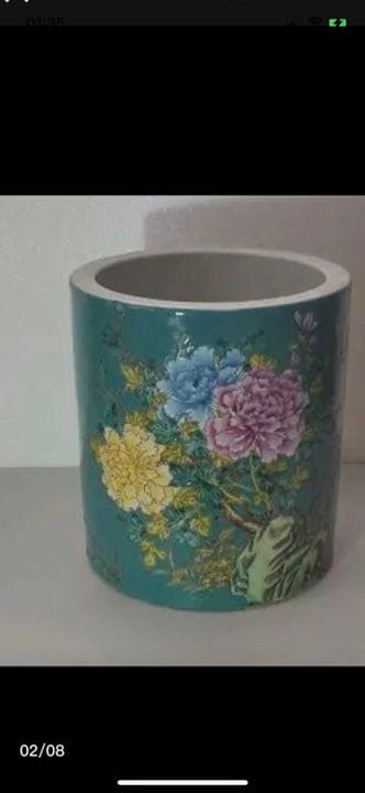 永慶長春底款 清時代 花鳥文 筆筒 中国古美術 收藏筆立て ！価格交渉承ります！