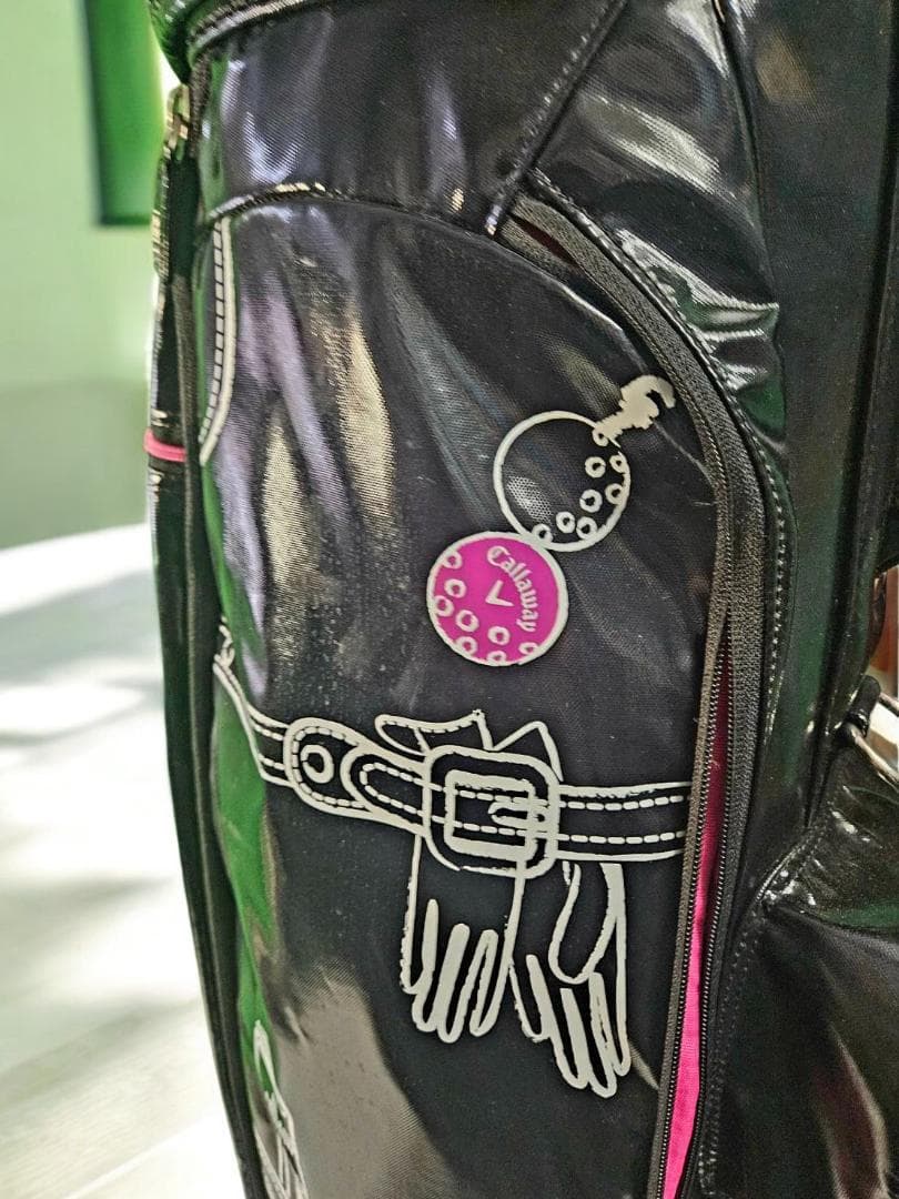 松田幸司/　Callaway 高級エナメルキャディバッグ ブラック・ピンク
