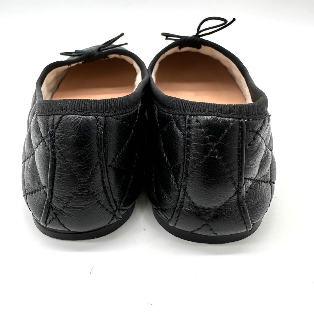 〈美品〉SPELTA スペルタ【24】レザー キルティング フラットシューズ 黒