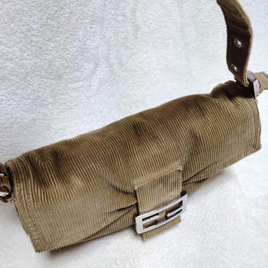 フェンディ　マンマバケット　ワンショルダーバッグ　コーデュロイ　美品　ベージュ