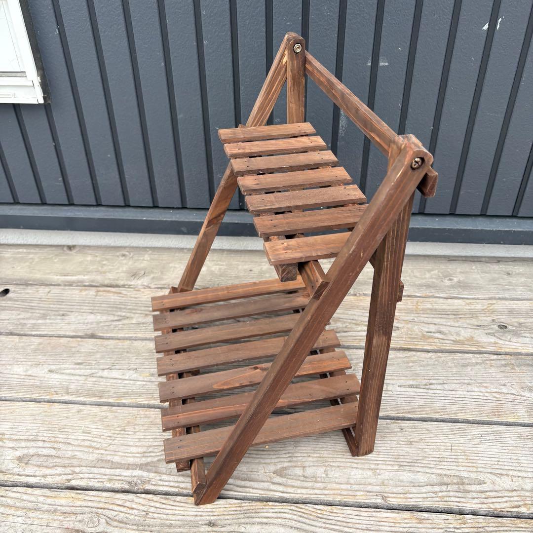 【北欧レトロ】無垢材 木製 折りたたみラック 飾り棚 2段 昭和レトロ 古道具