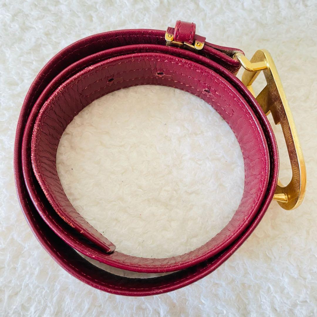 Christian Dior ベルト 赤系 レディース トロッター柄 ディオール