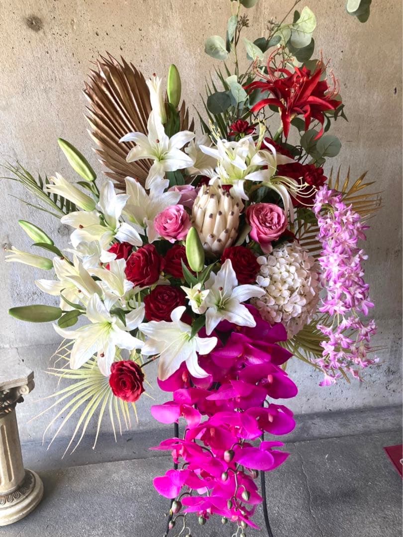 光触媒　人工観葉植物　ウォールグリーン　フェイクフラワー　カサブランカアレンジ