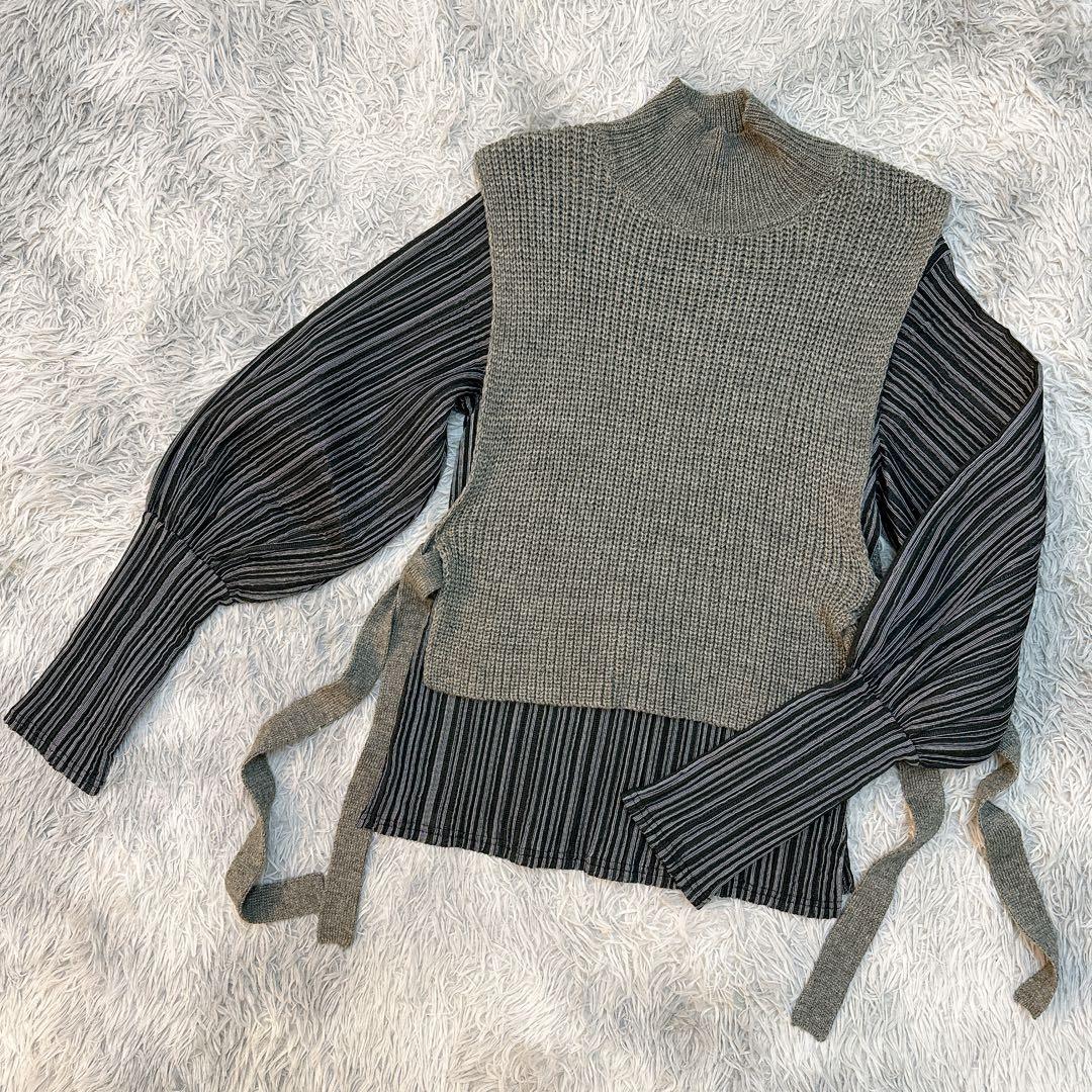 MAISON SPECIAL ボリュームスリーブプリーツトップス ニットベスト