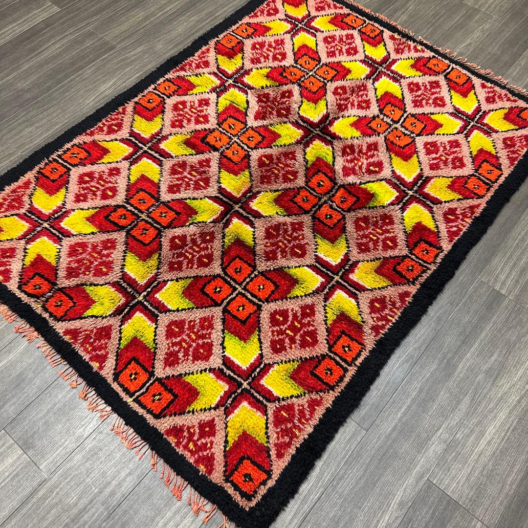 183cmx135cmモロッコ絨毯ふわふわファインウールヴィンテージ ラグ