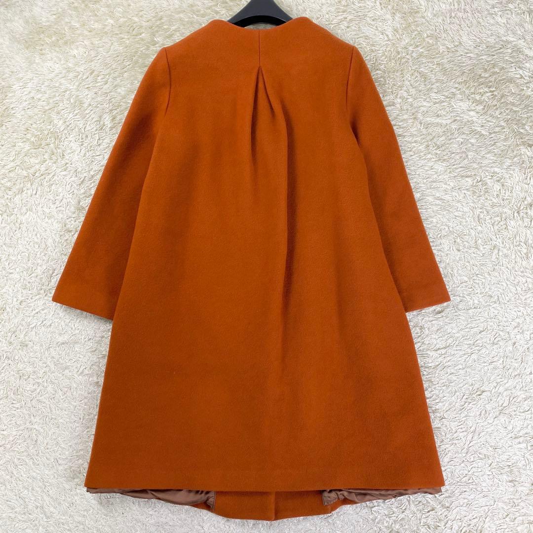 【美品】 シップス MANTECO ノーカラーコート ウール オレンジ 40