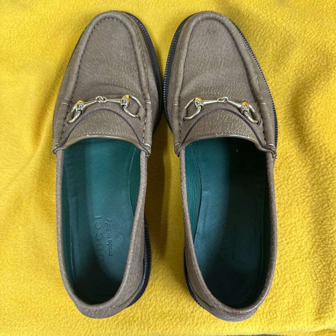 GUCCI ブラウンレザー ローファー 7.5