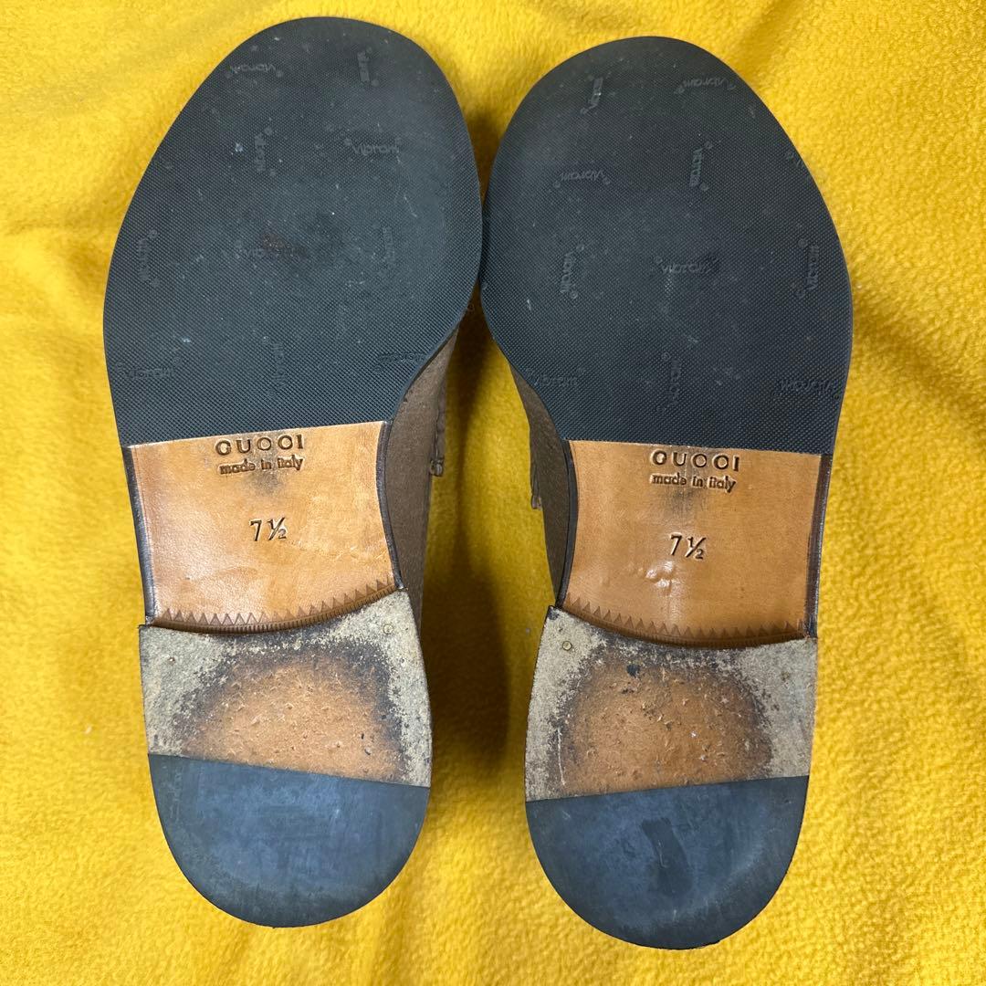 GUCCI ブラウンレザー ローファー 7.5