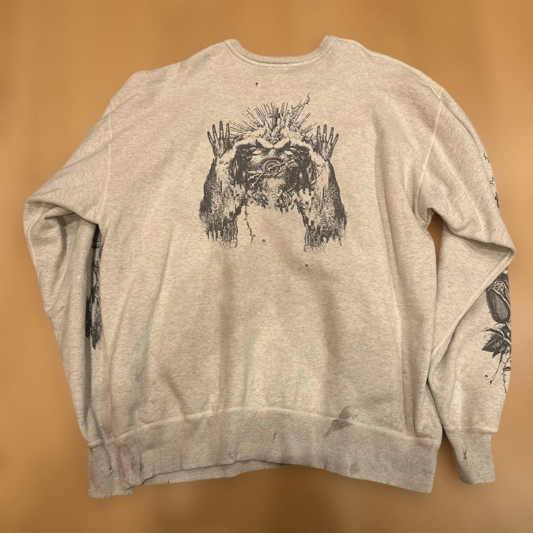 セントマイケル　キリスト プリント スウェット グレー　XL