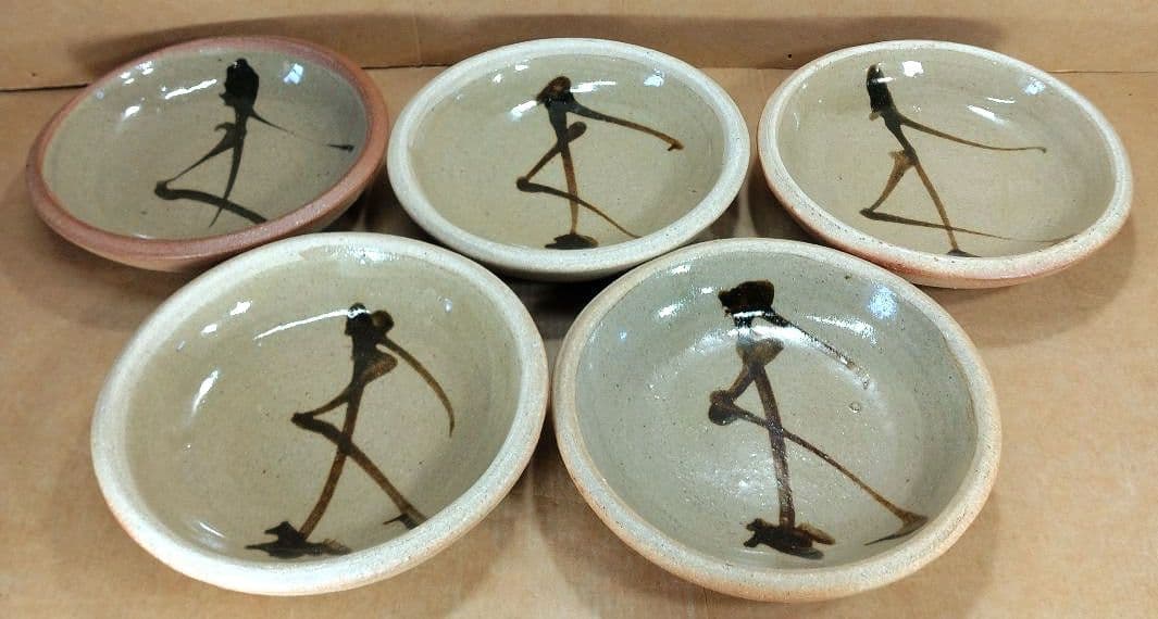 濱田庄司(浜田庄司) 絵皿(五枚一組）栞 共箱【本物保証】益子焼 人間国宝 民藝