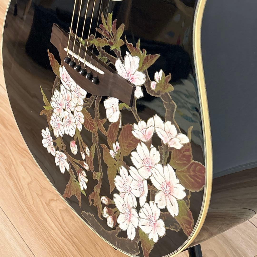 ✨唯一無二✨ ヤマハ LL6 A.R.E エレアコ ブラック 桜柄ペイント 美品