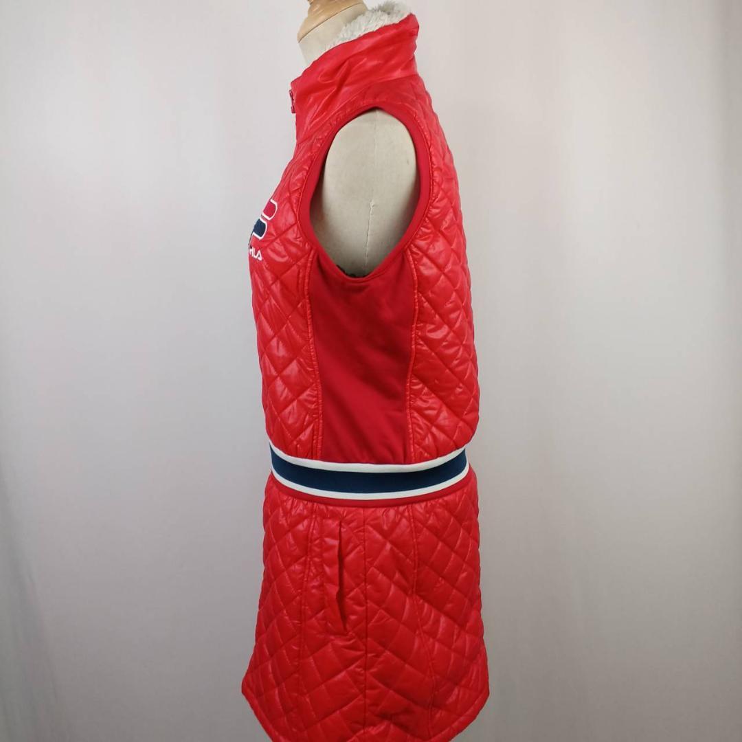 FILA GOLF　キルティングワンピース　M　レッド中綿　ロゴワッペン