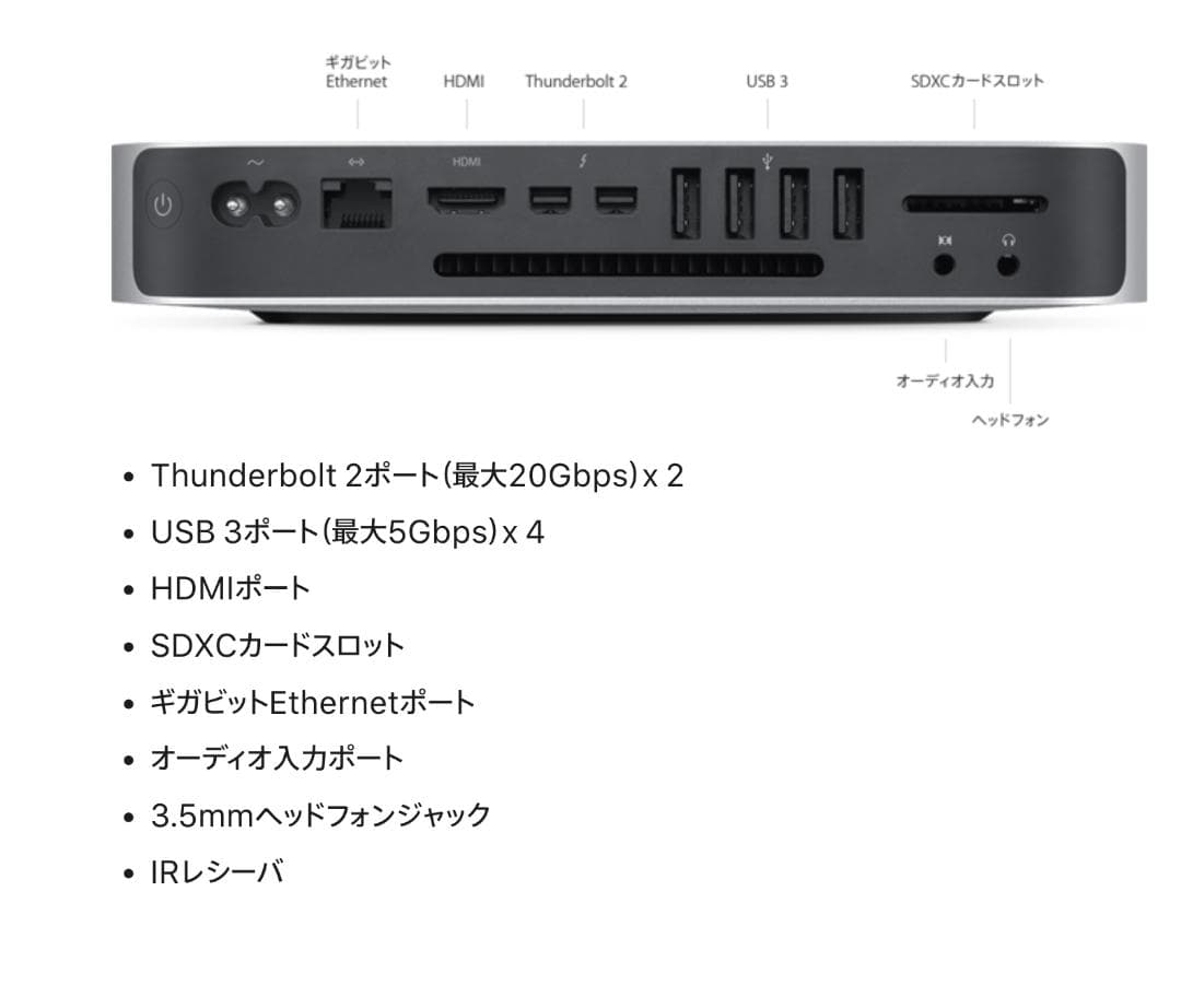 Macデスクトップ Apple Mac Mini Late 2014 i5/8GB/1TB
