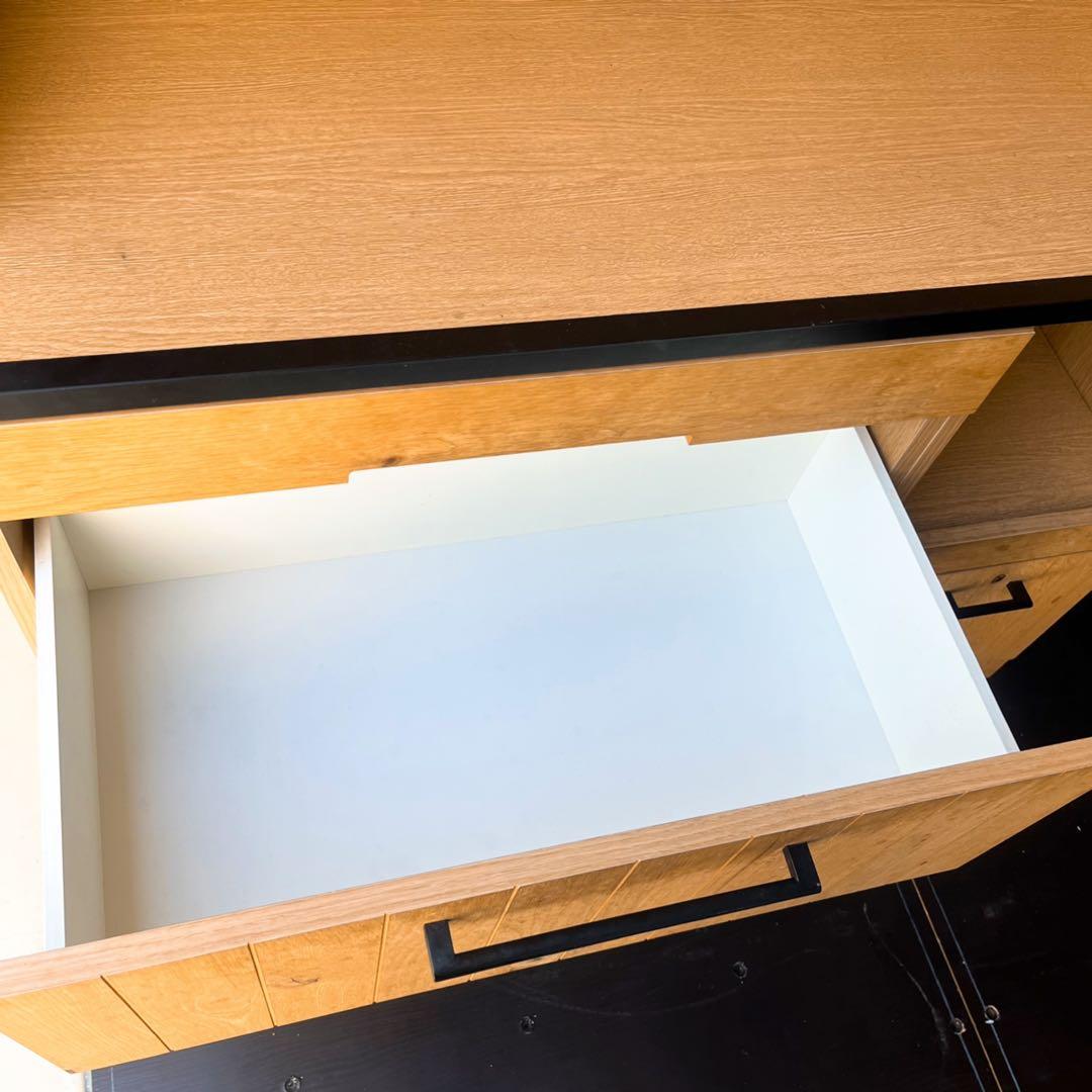 取付無料！末次家具工芸 FLEX120 北欧風ナチュラルキッチンボード 食器棚✨