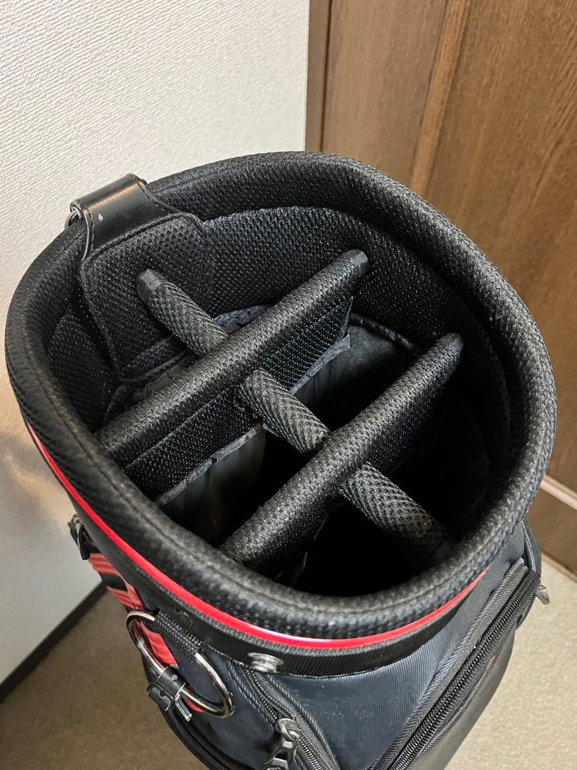 adidas キャディバッグ 黒赤 ストライプデザイン