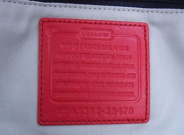 COACHキャンバス×レザー トートバッグショルダー肩掛アイボリー系×ネイビー系