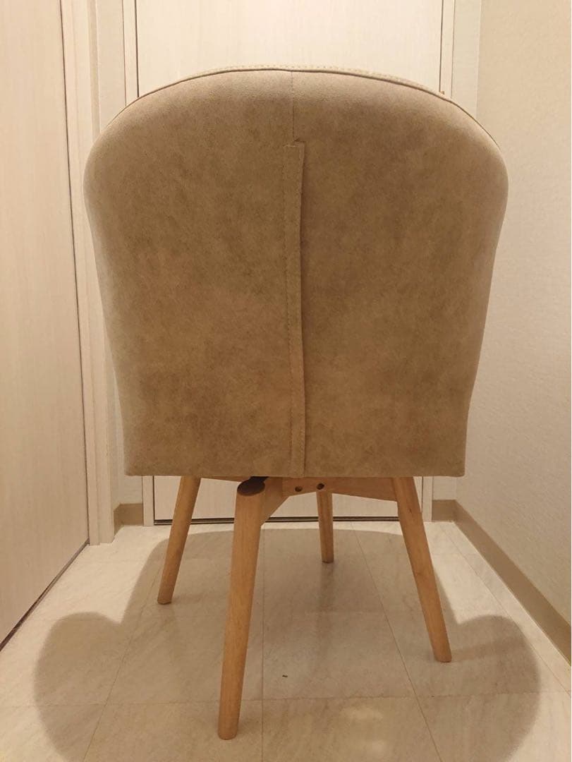 360°回転式ダイニングチェア1脚　レザー調ファブリックWH/VBE