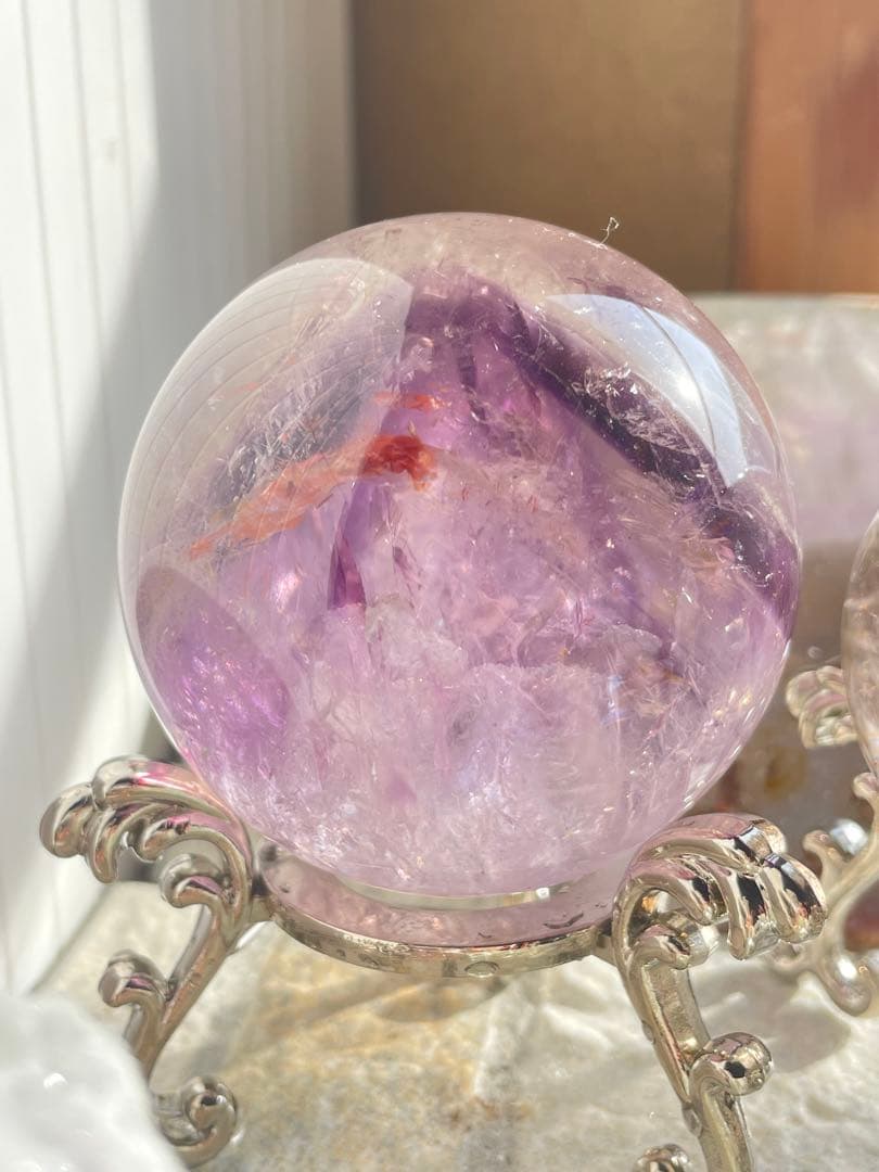 天然石　アメジストスフィア　ファントム　内包物入り