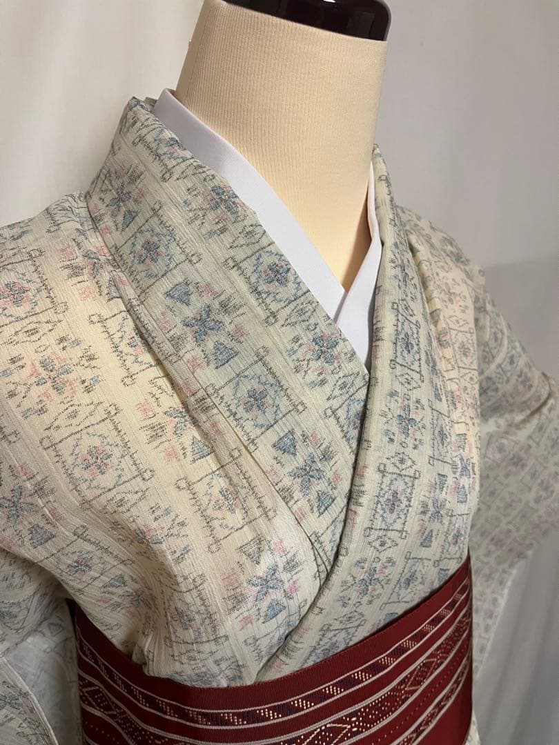 【国宝品】●沖縄県伝統工芸品●【八重山上布】●苧麻●かすり●盛夏●着物