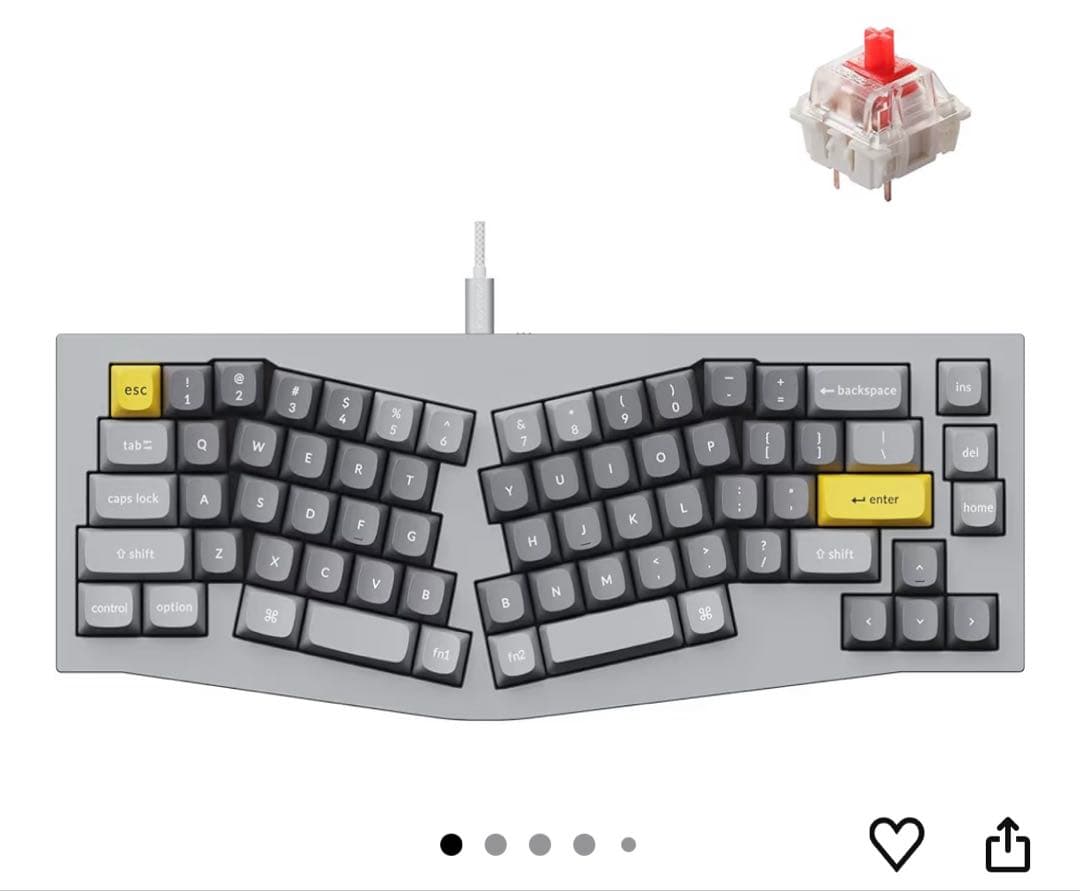 【ほぼ未使用】Keychron Q8 グレー 赤軸 ホットスワップ