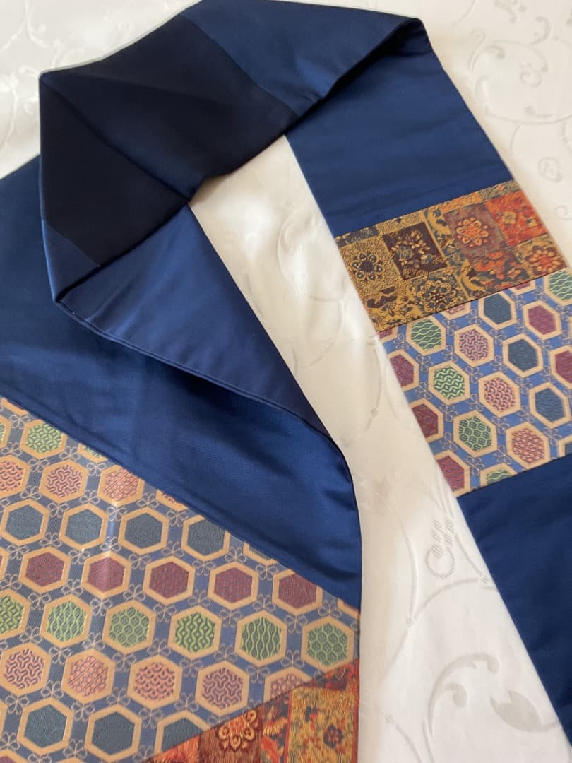 ぼかし染め　無地　着物　切り嵌め 名物裂　名古屋帯　帯締め　フルセット　正絹