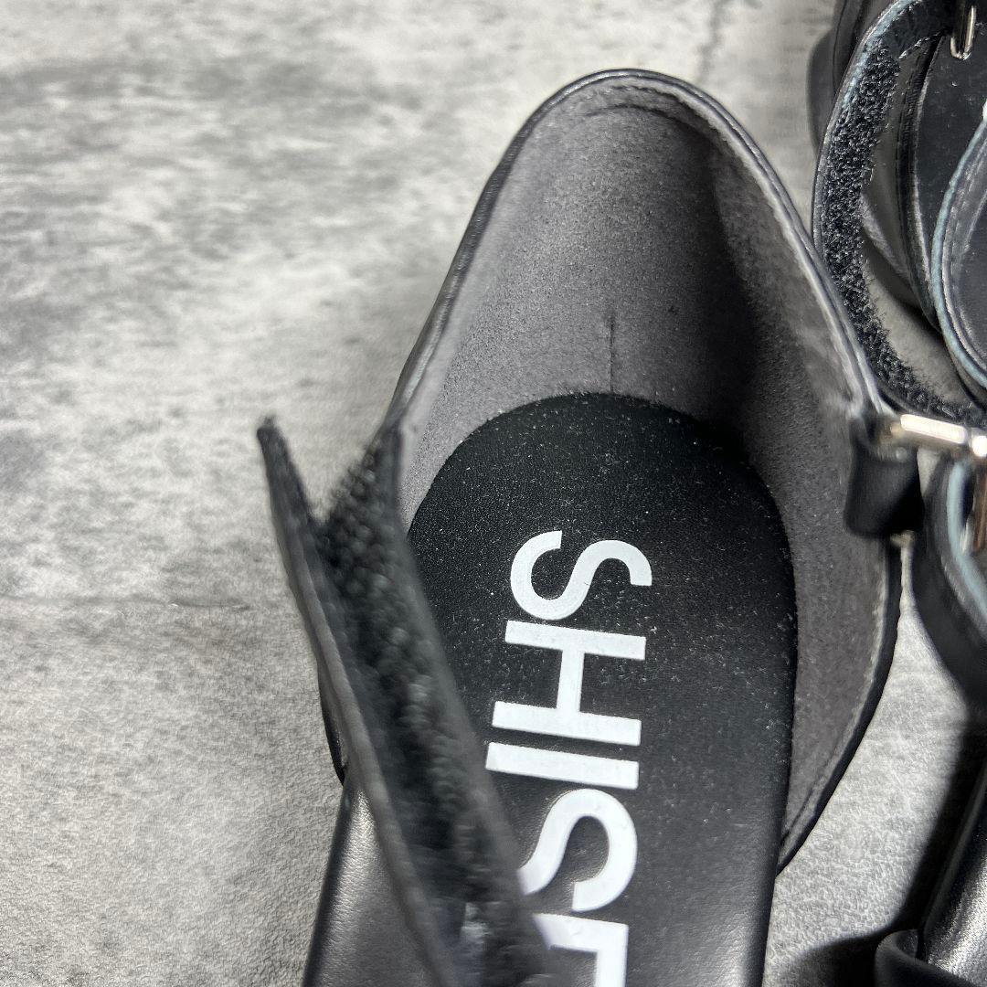 極美品【SHISEI】（36）パデッドサンダル アンクルストラップ ブラック