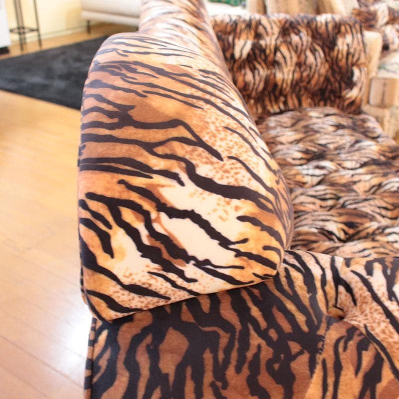 虎柄ソファ 幅210cm タイガー ラグジュアリー 丸脚 143-137-001