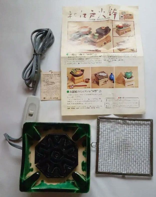 【動作確認済】江戸火鉢 野々田商店 陶器製 電気式火鉢 元箱付き