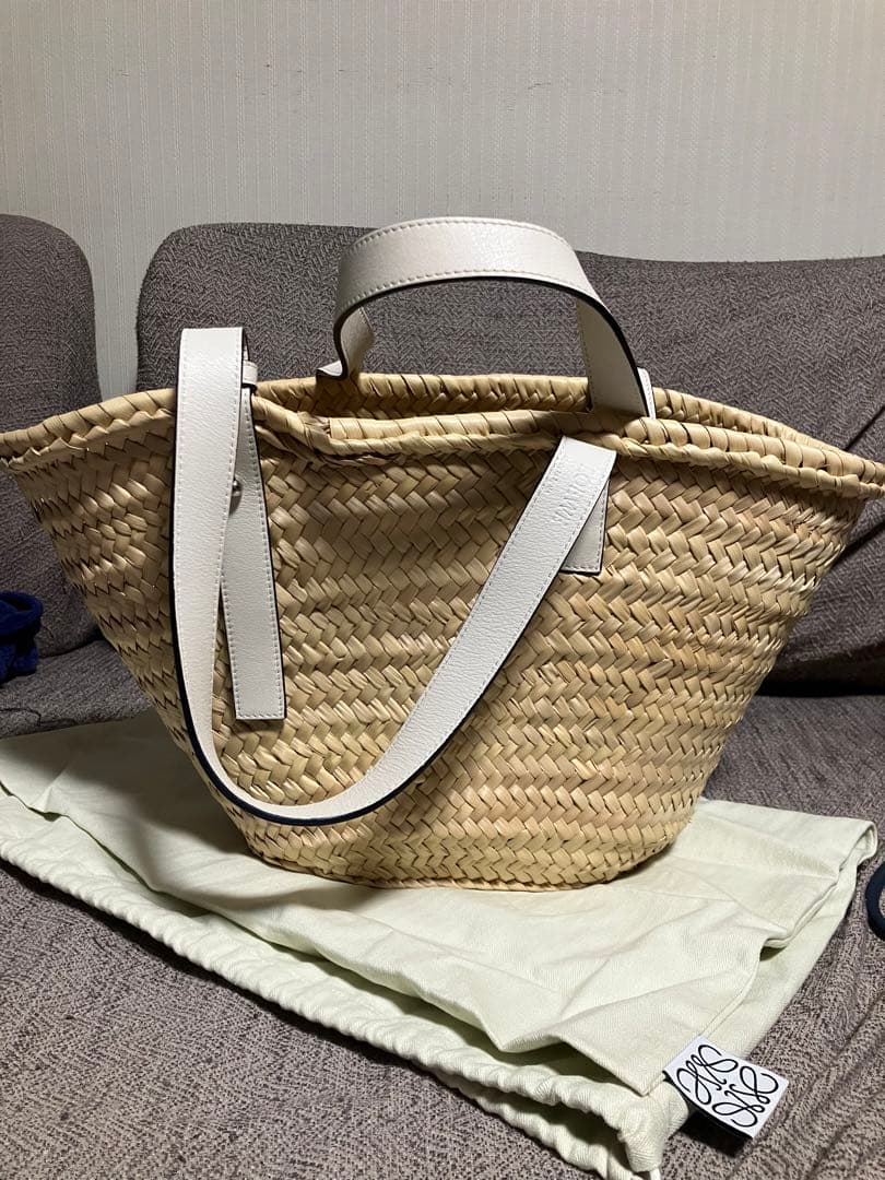 LOEWE かごバッグ ナチュラル/ホワイト　M