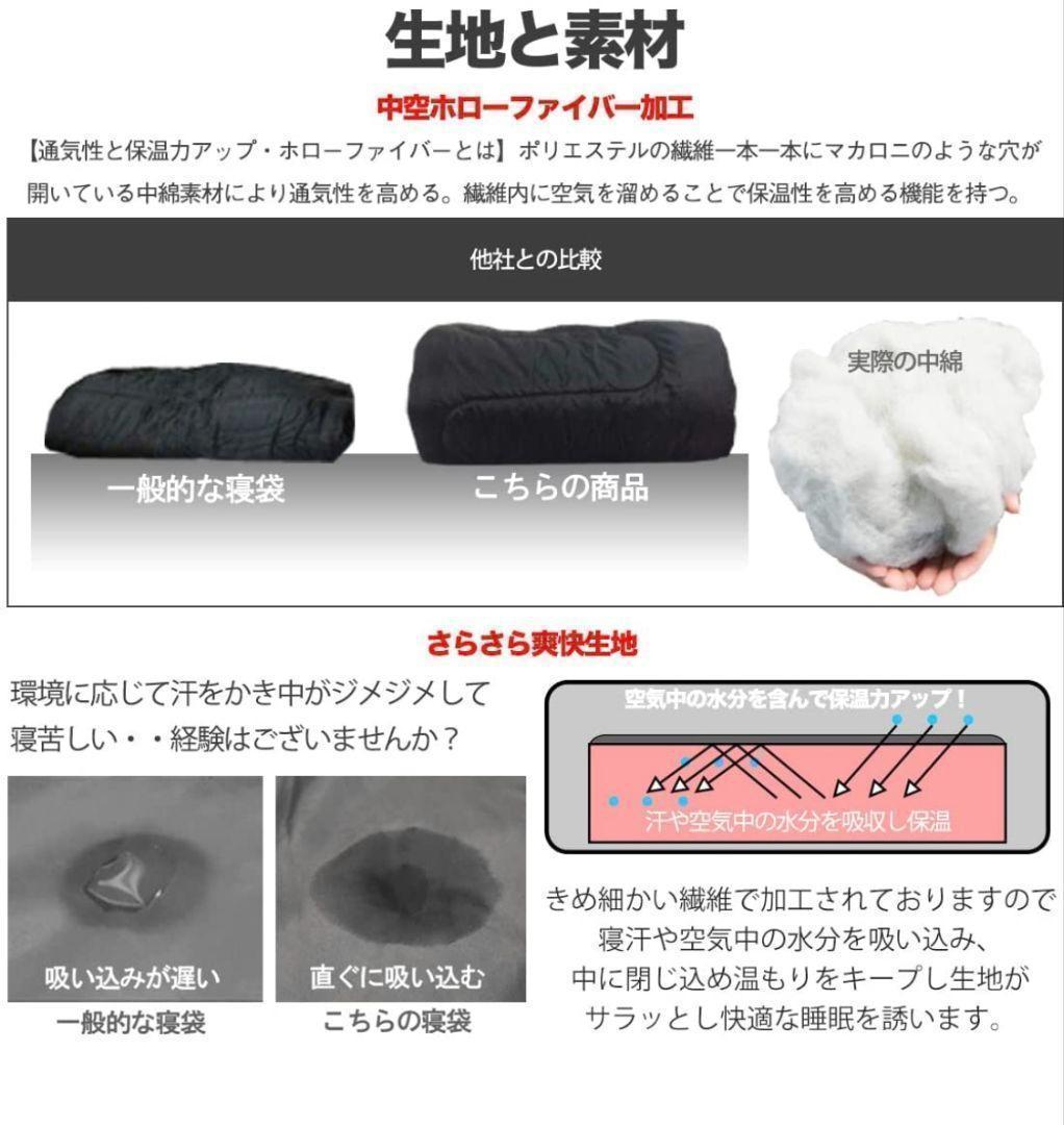 新品未使用 ワイド寝袋 枕付き フルスペック 封筒型寝袋 -15℃ グリーン