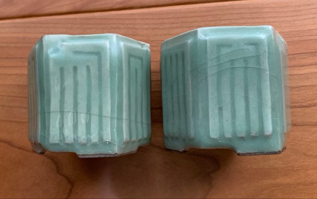 希少　六代　館林源右衛門　作　有田焼　青磁源氏香之図聞香炉　1対