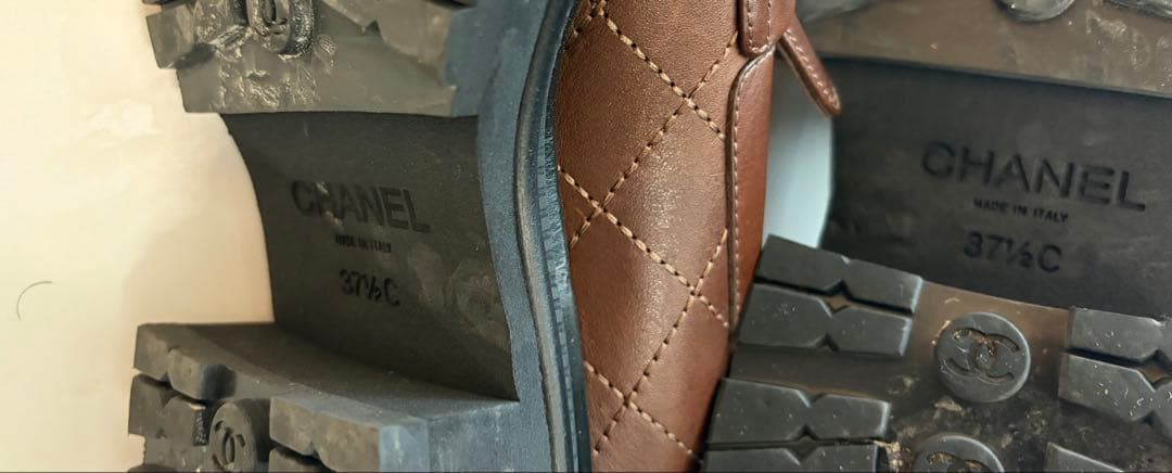 【CHANEL】シャネル　ローファー　23A 厚底　茶色　ブラウン　37.5