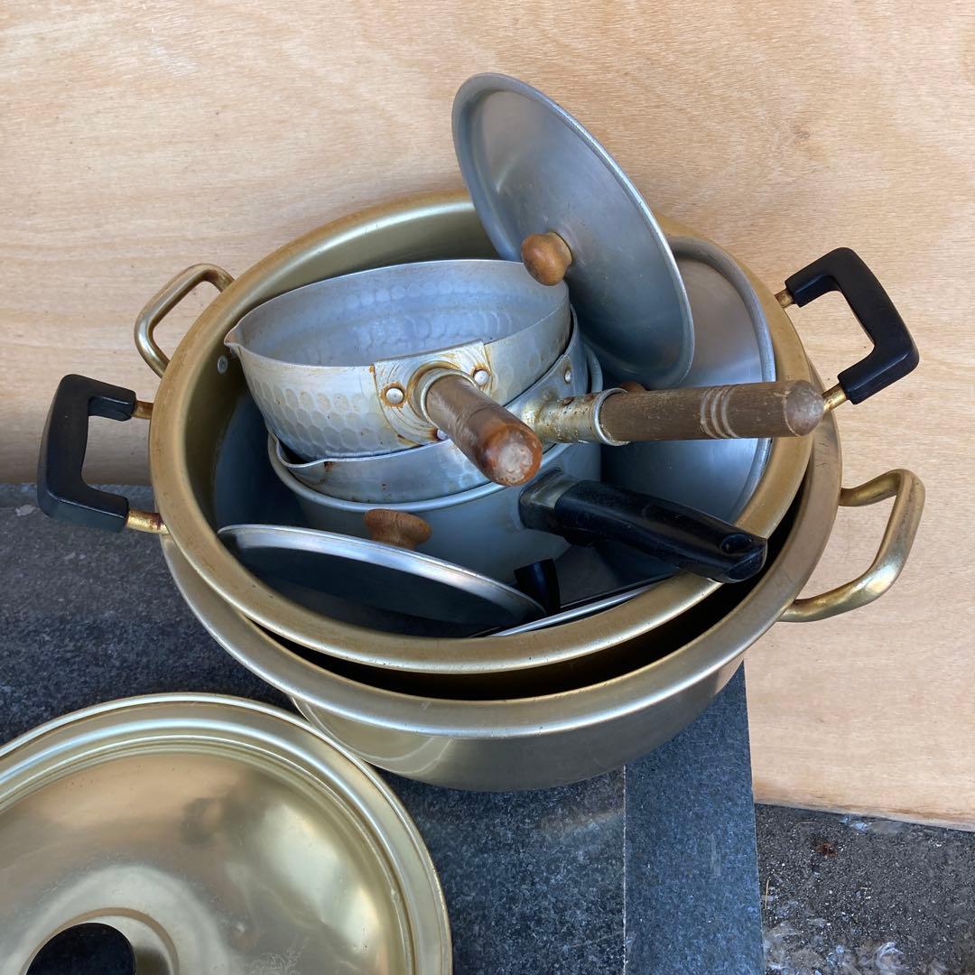 鍋セット 6点 金色と銀色いろいろ蓋のみあり