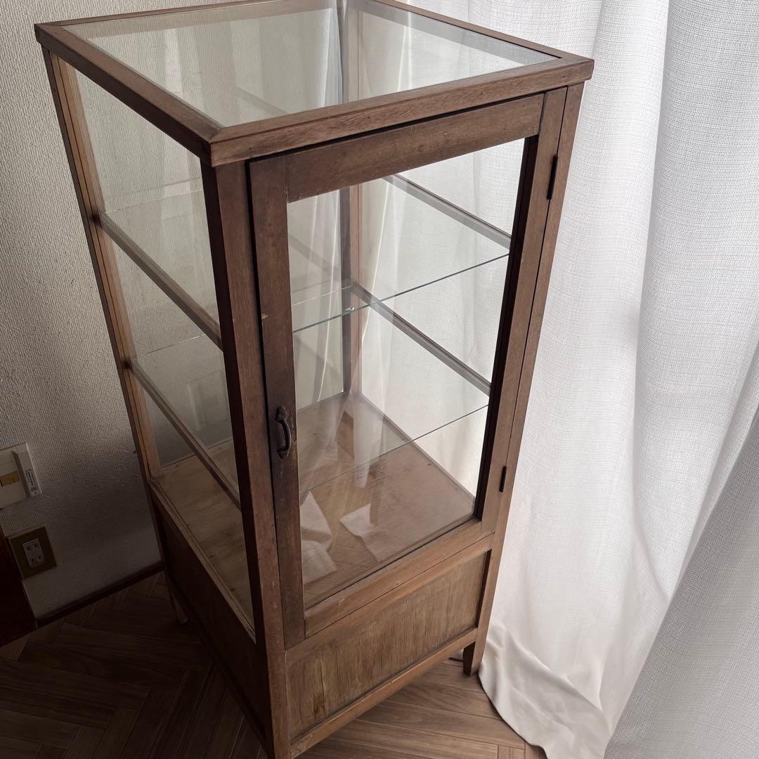 古家具 ガラスケース パンケース ショーケース 5面 アンティーク キャビネット