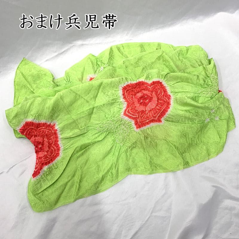 411ag21■正月 三歳 五歳 女児 アンティーク 着物&袖付き被布■良好