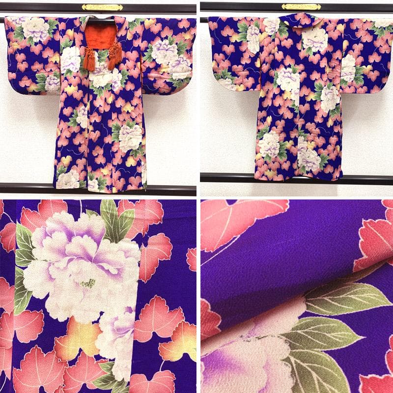 411ag21■正月 三歳 五歳 女児 アンティーク 着物&袖付き被布■良好