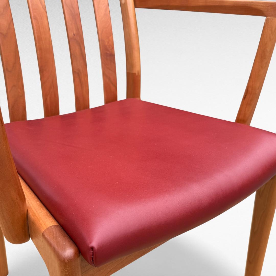 ①美品 ナガノインテリア 高級本革チェア DC322 ブラックチェリー