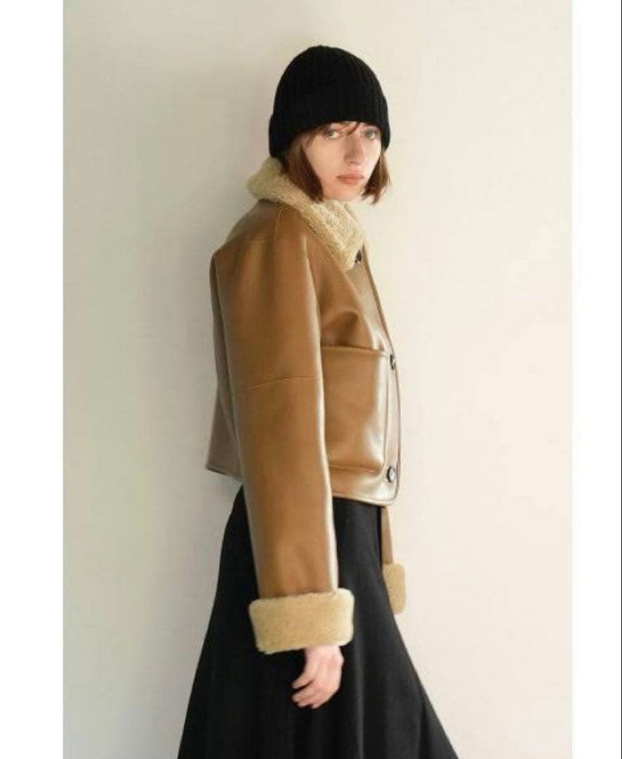 ジャケット・アウター CLANE VEGAN LEATHER BOA SHORT JACKET