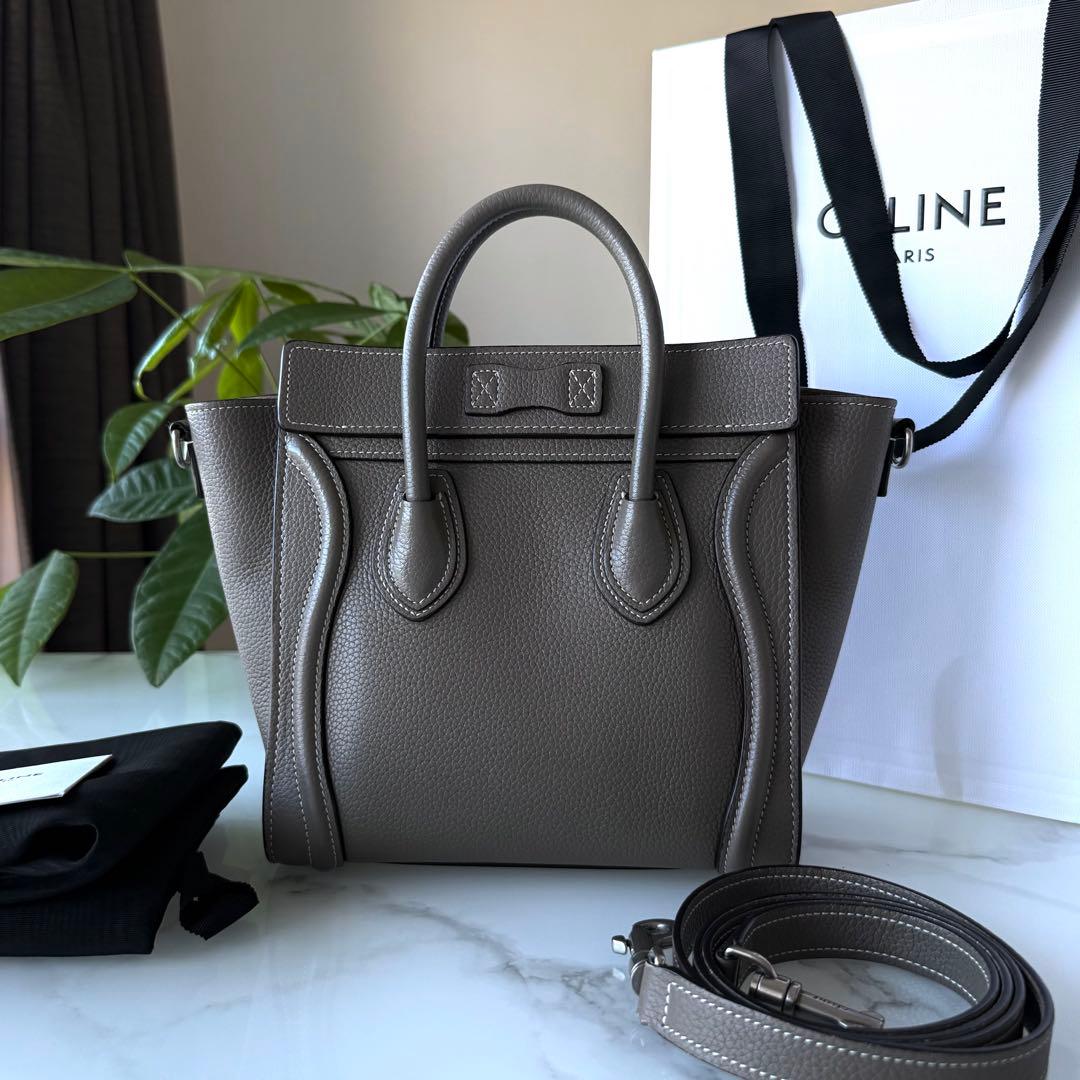 CELINE ラゲージ　ナノ　グレージュ　スリ　2WAYハンドバッグ