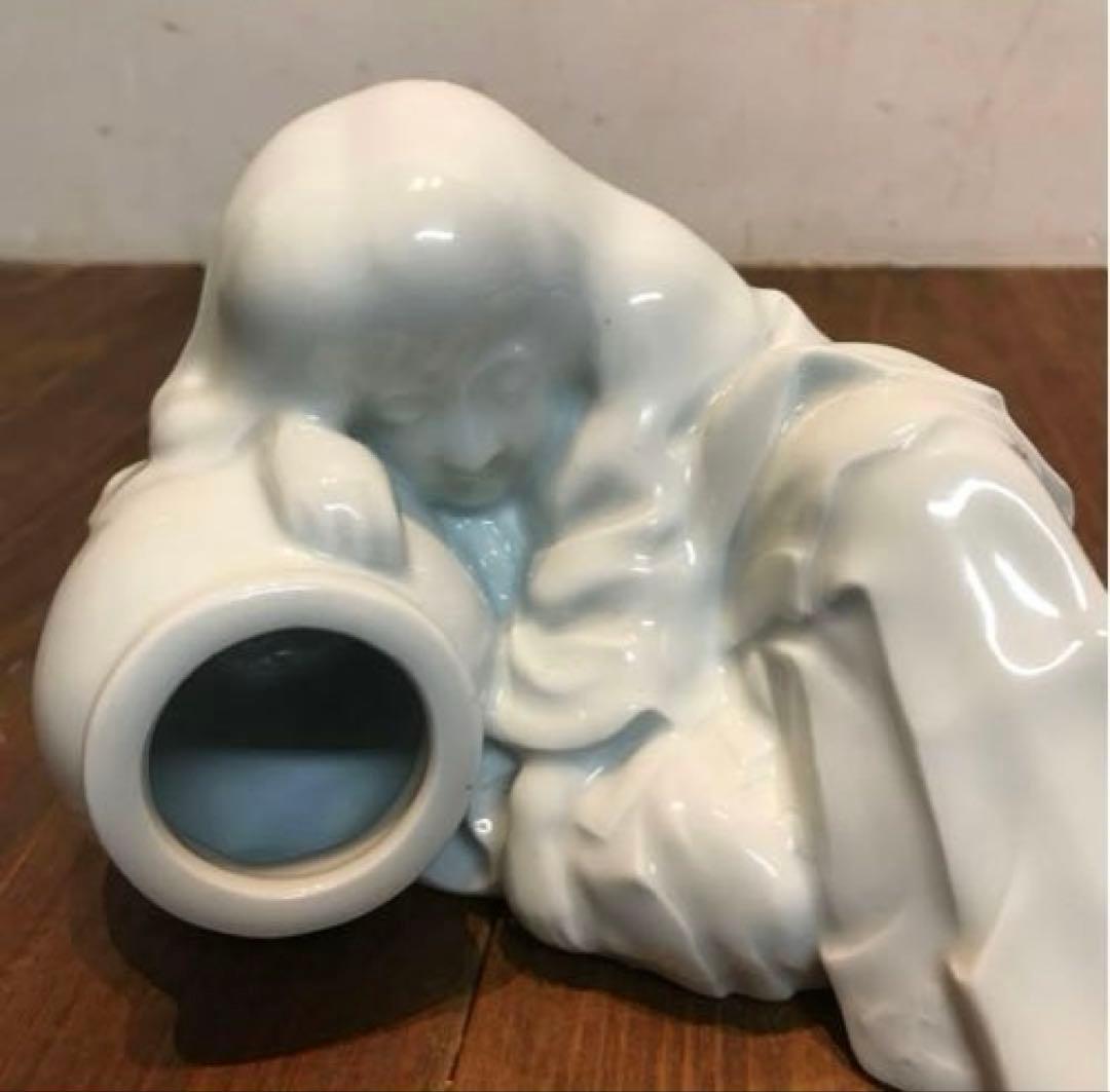 美品　陶器　慈山伯　猩々　白磁　置物　オブジェ　当時物　丁寧な作り