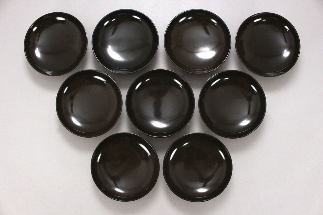 No4797秀衡塗　梅樹文蓋付椀　9客 木箱付　漆器　岩手　伝統工芸　送料無料