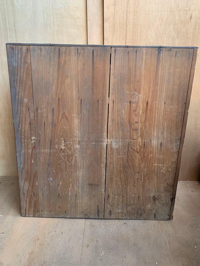 古い木全面モールガラス　収納陳列棚引き出し4杯　レトロ昭和ガラス古家具