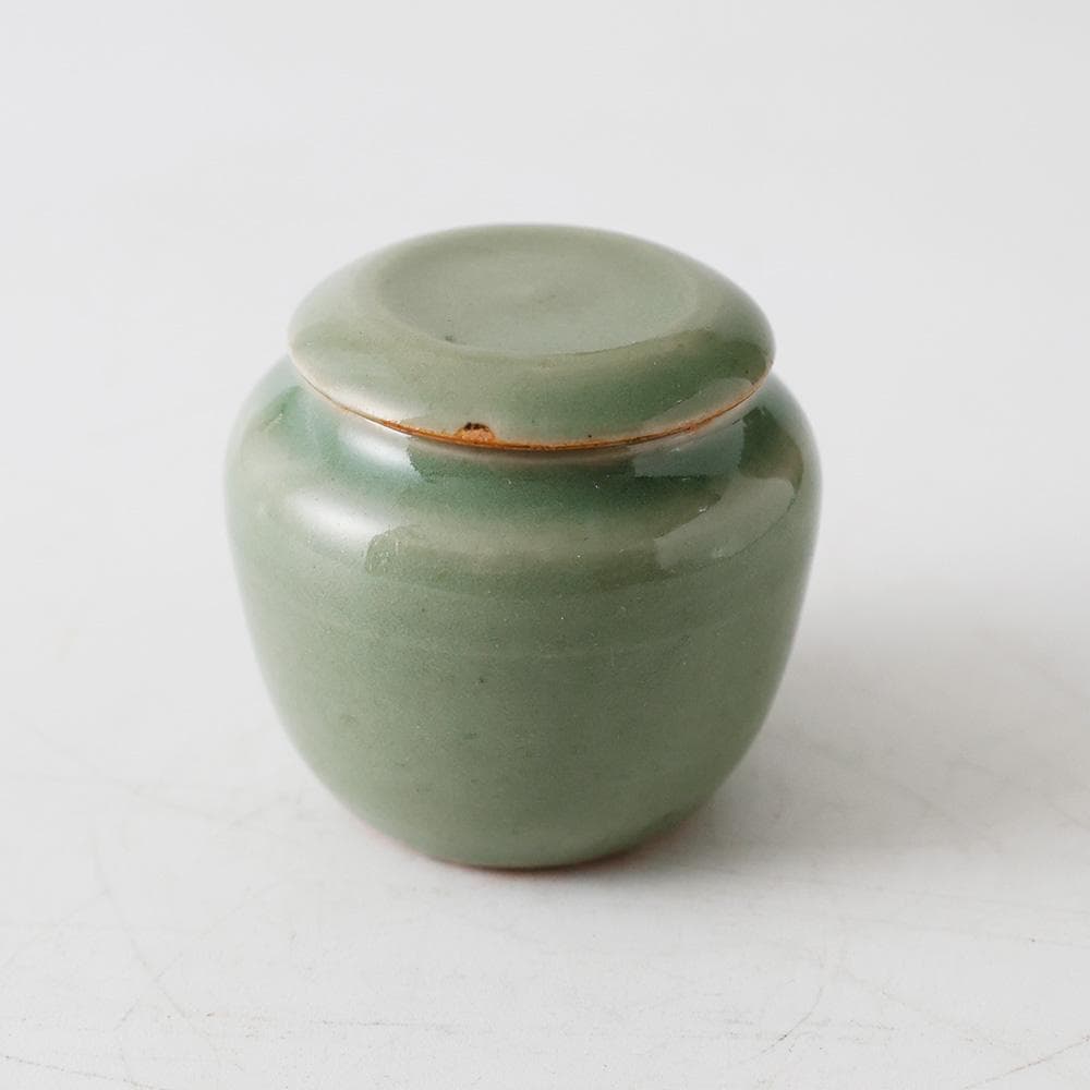 天龍寺青磁 替茶器 茶入 壷 茶道具 唐物 青瓷 時代箱