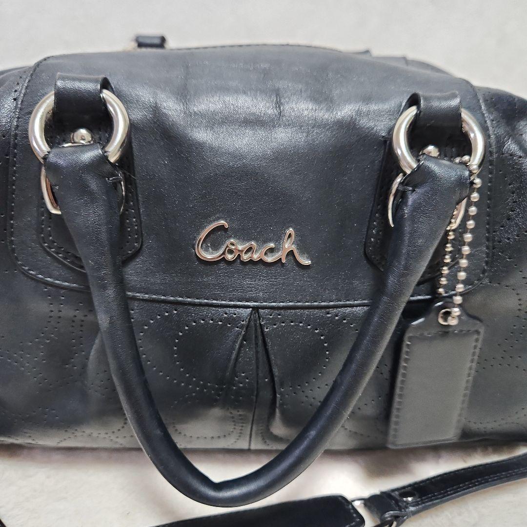 ☆美品☆COACH 2WAY 黒 レザー ショルダー ハンドバック F17130