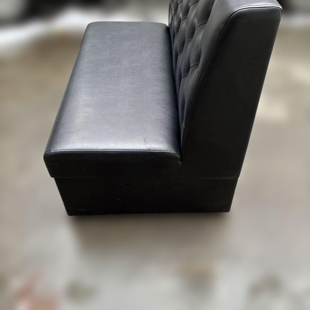 【送料込み】カフェ風 2人掛け ブラックレザーソファー ベンチシート