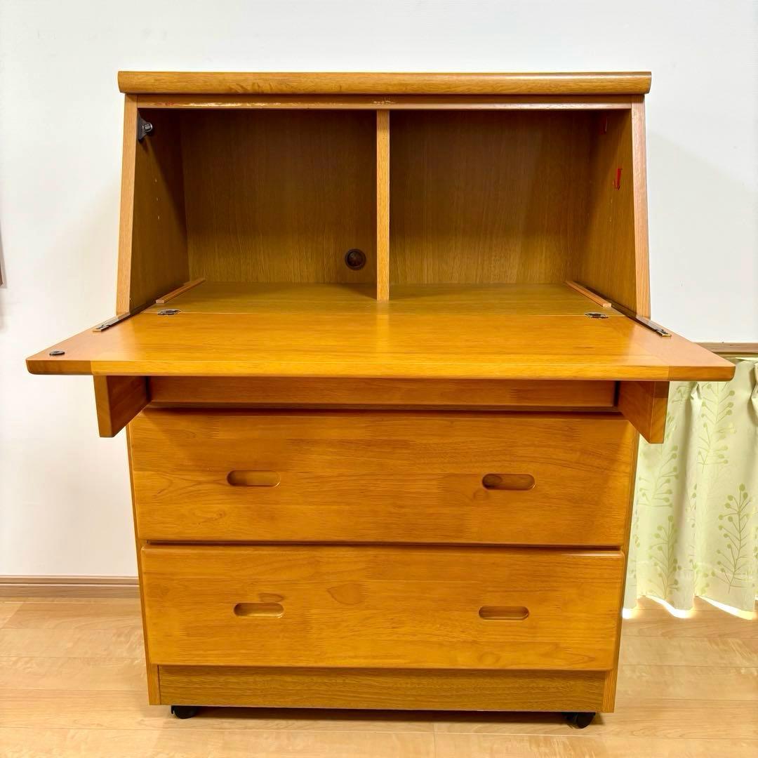 吉川木工 天然木 ライティングビューロー ライティングデスク 机