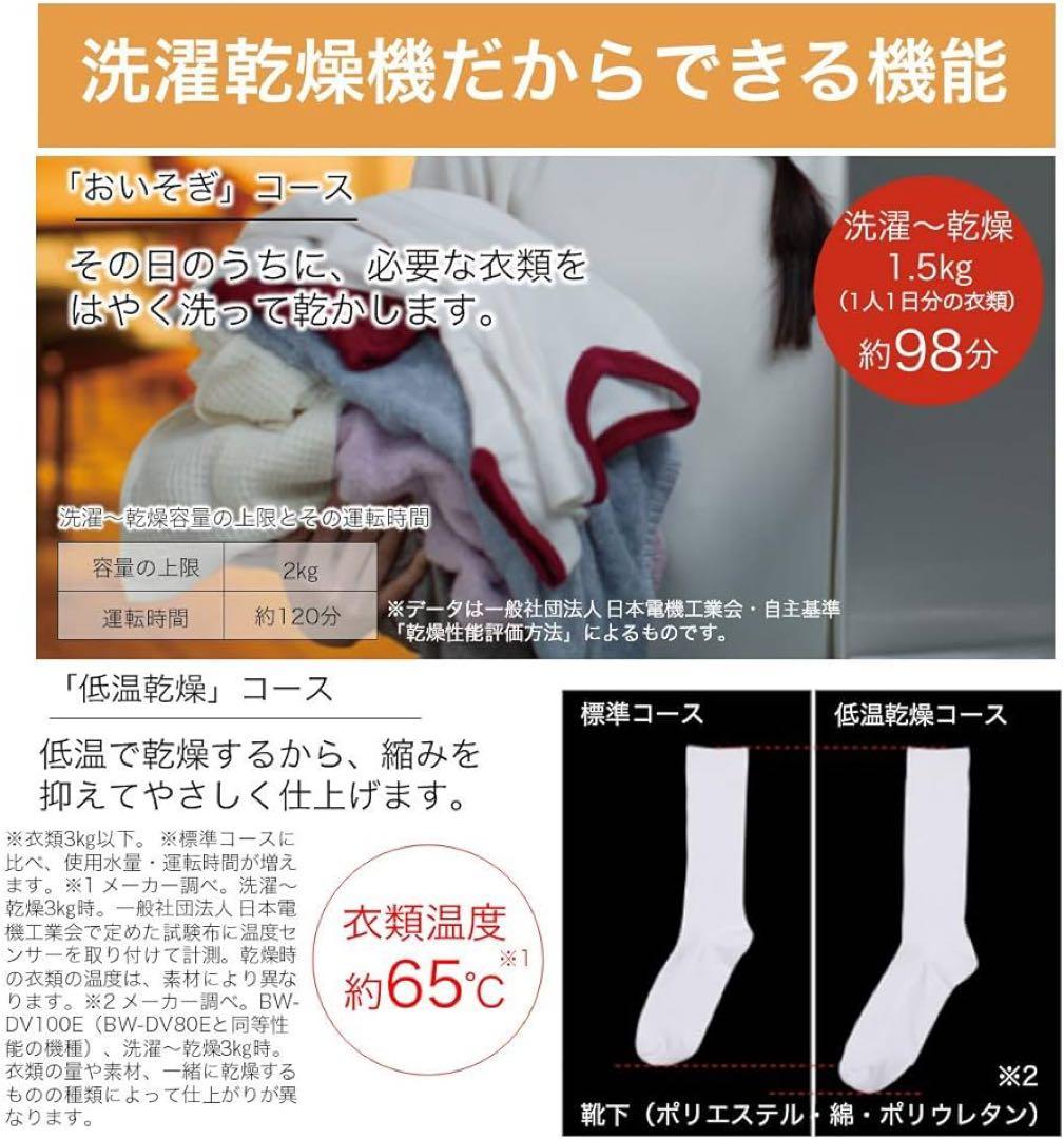 HITACHI BW-BV80E 洗濯機 8kg/洗濯~乾燥4,5kg