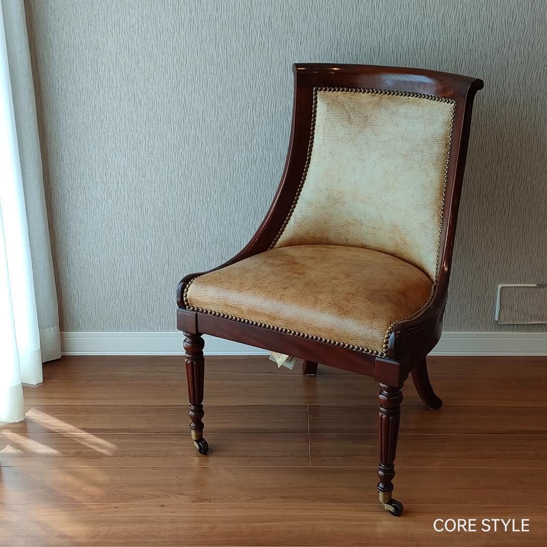 希少　ヒッコリーチェア　キャスター付き　クラシック家具　太鼓鋲①