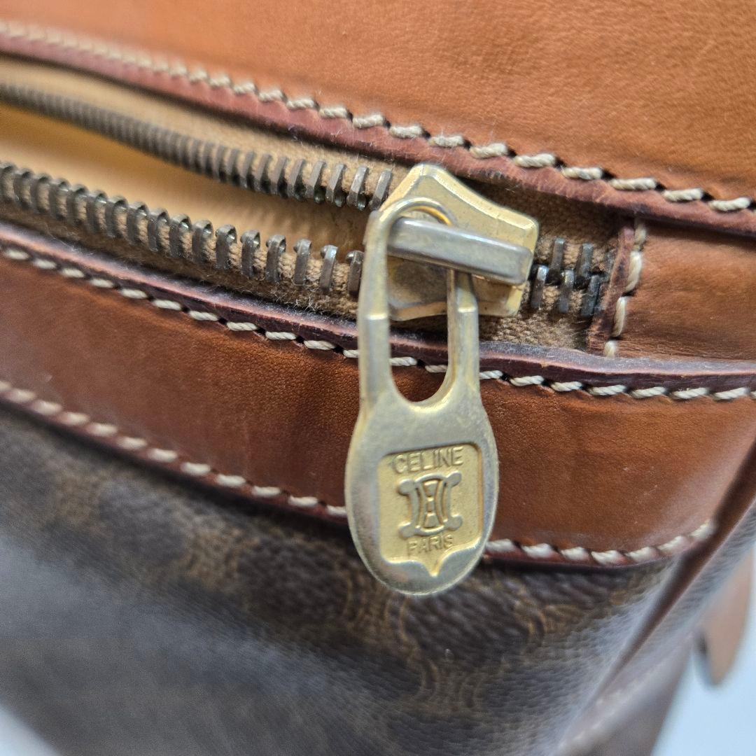 美品 CELINE ミニボストンバッグ マカダム トリオンフ金具 A4収納可能