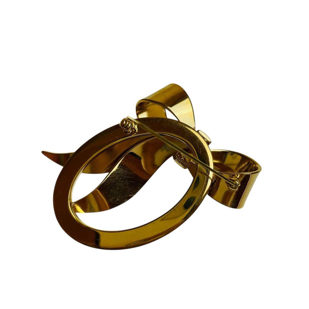 クリスチャンディオール Christian Dior ロゴ リボン ブローチ